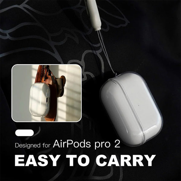 Clear Silicone Case for Airpods Pro 2 Transparent Soft TPU Cover Case With Rope Earphone Accessories for Apple Airpod Pro 2
